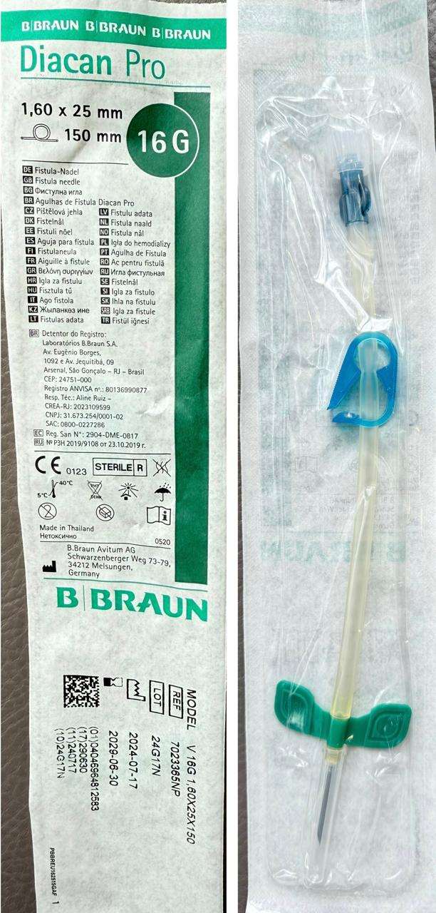 Голка фістульна венозна Діакан Про 16G V 1,6 mm x 25 mm x 150 mm